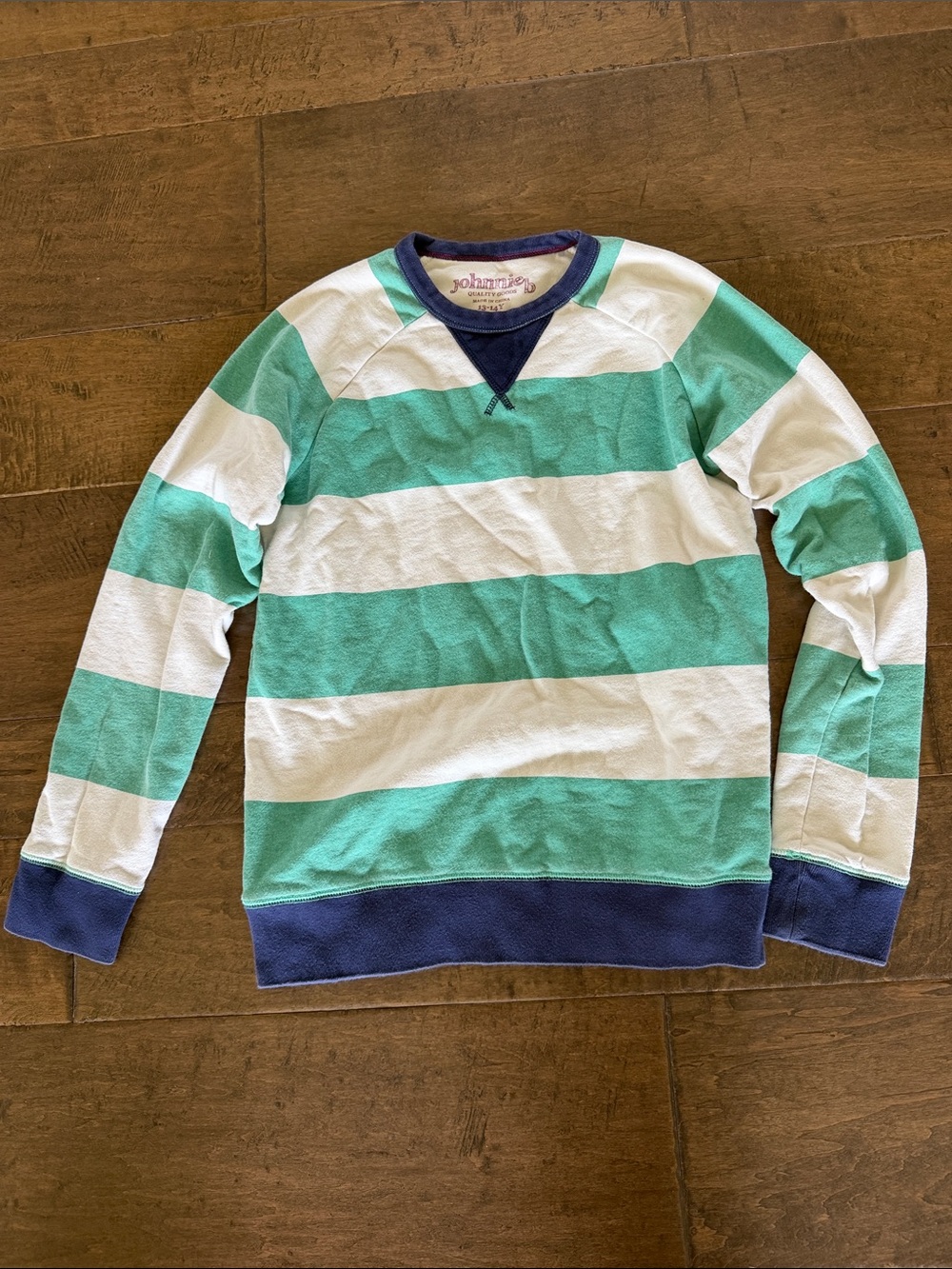Boden boys Striped Crewneck Sweater - Mint Green & White